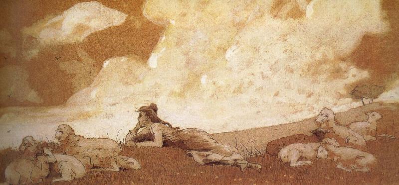 Girl with Her Flock, Winslow Homer